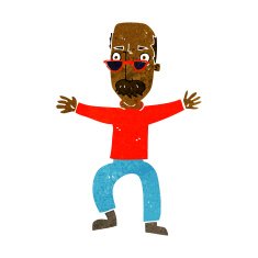 cartoon old man waving arms N5