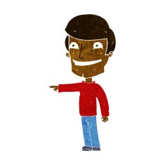 cartoon happy man pointing N35