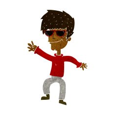 cartoon waving cool guy N4