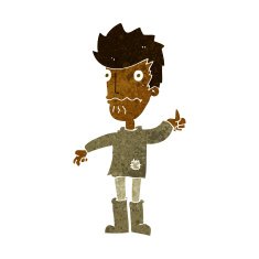 cartoon worried man giving thumbs up symbol N5