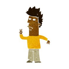 Cartoon Man Giving Peace Sign N33