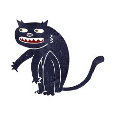 cartoon black cat N43