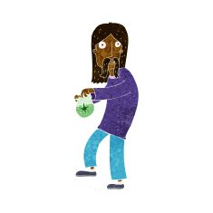 cartoon hippie man with bag of weed N5