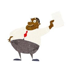 cartoon boss waving papers N6