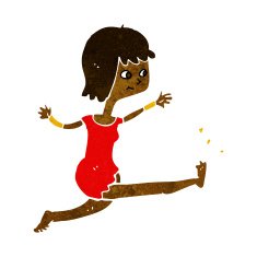 cartoon happy woman kicking N6