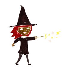 cartoon witch girl casting spell N13