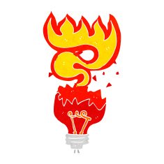 cartoon red light bulb exploding N4