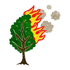 cartoon burning tree N21