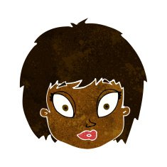 cartoon surprised female face N37