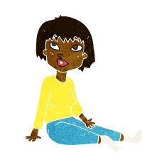 cartoon woman sitting on floor N5