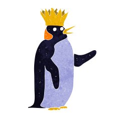 cartoon emperor penguin waving N2