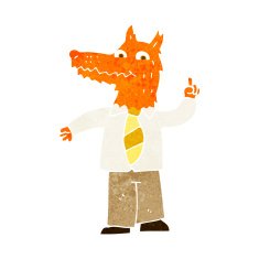 cartoon business fox with idea N2