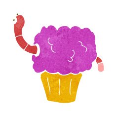 cartoon worm in cupcake N6