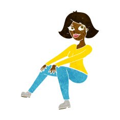 cartoon happy woman sitting N9