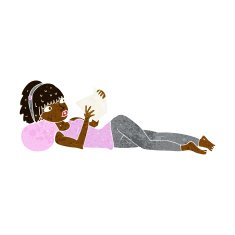 cartoon pretty woman reading book N4