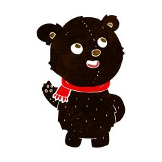 cartoon cute black bear cub N7