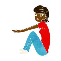 cartoon pretty girl sitting N5