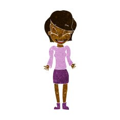 cartoon happy woman shrugging shoulders N9
