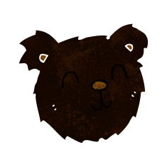 cartoon happy black bear face N2