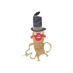 cartoon monkey wearing top hat N11