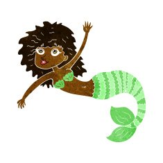 cartoon pretty mermaid waving N5