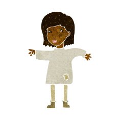 cartoon woman in patched clothing N7