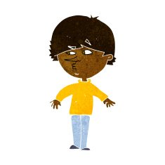 cartoon suspicious man looking over shoulder N6