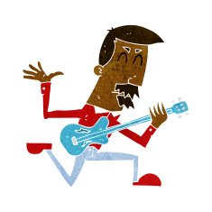 cartoon man playing electric guitar N10