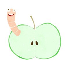 Cartoon Apple With Worm N42