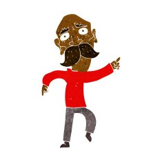 cartoon sad old man pointing N6