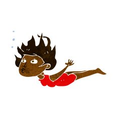 cartoon woman swimming underwater N6