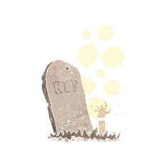 Cartoon Zombie Rising From Grave N19