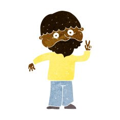 Cartoon Man Giving Peace Sign N34