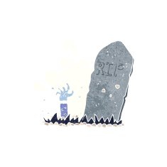 Cartoon Zombie Rising From Grave N20
