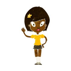 cartoon pretty girl waving N17