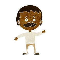 cartoon man with mustache waving N17