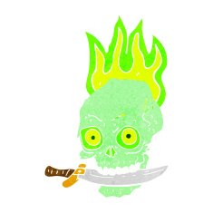 cartoon pirate skull with knife in teeth N5
