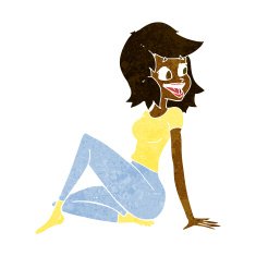 cartoon pretty woman looking happy N5