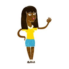 cartoon pretty woman waving N49