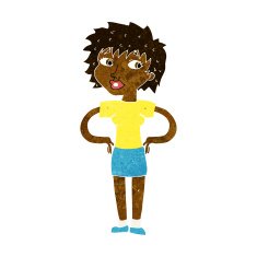 cartoon woman with hands on hips N125