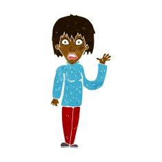 cartoon shocked woman waving hand N6