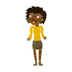 cartoon woman shrugging shoulders N280