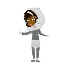 cartoon woman wearing astronaut helmet N6