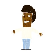 cartoon grining man with open arms N6