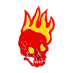 Cartoon Flaming Skull N34