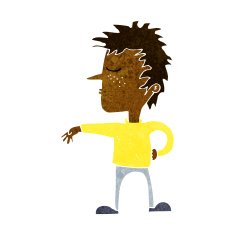 cartoon man making camp gesture N19