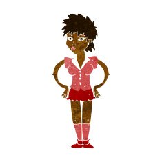 cartoon woman with hands on hips N126