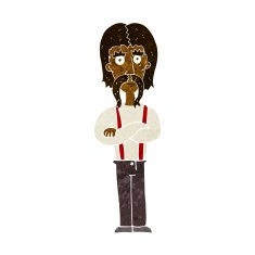 cartoon long mustache man with folded arms N6