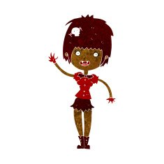 cartoon waving vampire girl N12