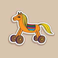 Wooden horse sticker N2